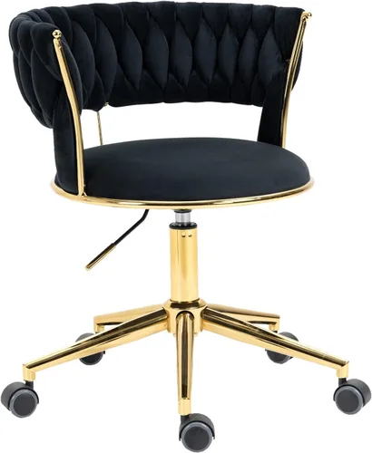 NIOIIKIT Silla de Escritorio de Terciopelo con Respaldo Tejido a Mano, Silla de Tarea Giratoria 360° y Altura Ajustable, Silla de Maquillaje, Sillas