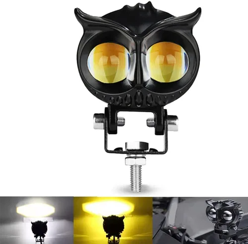 YSY 1 unids motocicleta LED Spot luz blanca amarilla lámpara de conducción de doble color búho LED trabajo 9-60V para bicicleta de calle coche ATV