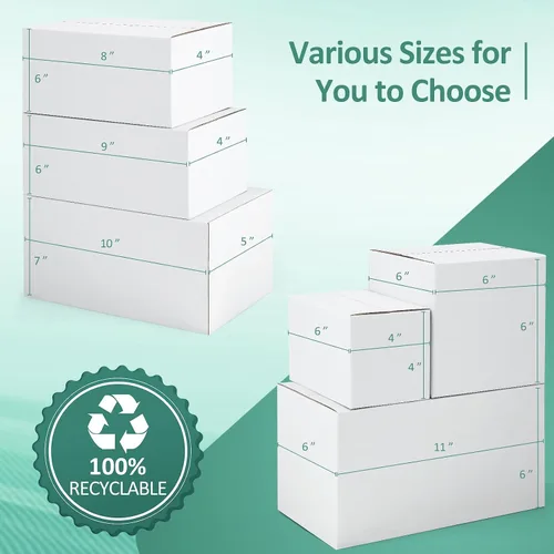 Miniatura 5 de Eupako Cajas de envío pequeñas, 6 x 4 x 4 x 4, paquete de 30 unidades, cajas de cartón corrugado, cajas de cartón para embalaje de pequeñas Blanco