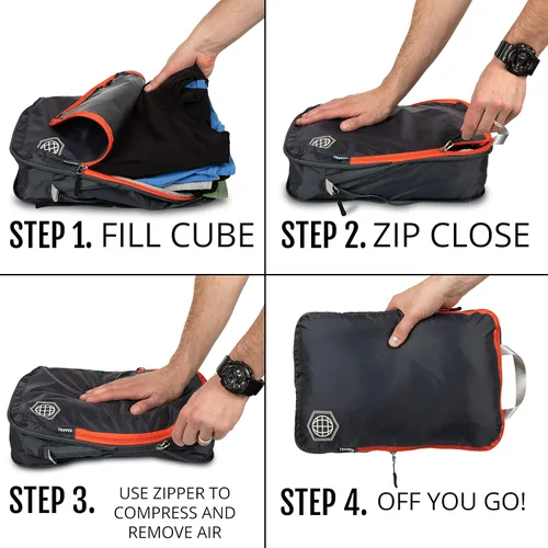 Miniatura 8 de Compression Packing Cubes Set for Travel - Lightweight, Durable Clothes Organizer for Carry-On Luggage and Suitcases by TRIPPED Travel Gear