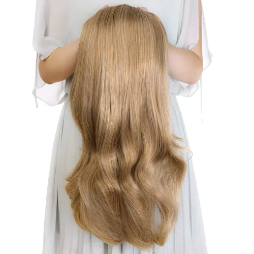 Miniatura 19 de Extensiones de cabello sintético ondulado de 24 pulgadas con clip para media cabeza atada, de alta calidad, fibras japonesas premium para mujer, 11#