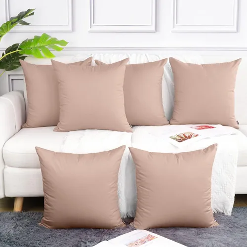 Miniatura 11 de Coddsmz Paquete de 6 fundas de almohada decorativas 100% algodón, fundas de cojín cuadradas de Navidad sólidas para el hogar, cama, sofá, día