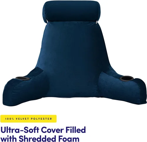 Miniatura 3 de Almohada de lectura extra grande máxima comodidad y apoyo para reposo en cama con portavasos