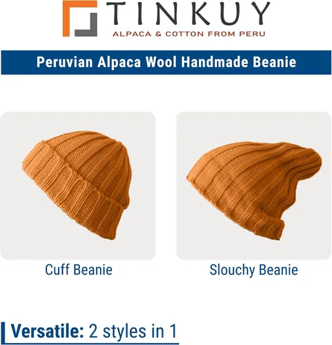 Miniatura 5 de TINKUY Peru Alpaca Wool Men's & Women's Warm Soft - Cuffed Slouchy - Beanie Hat