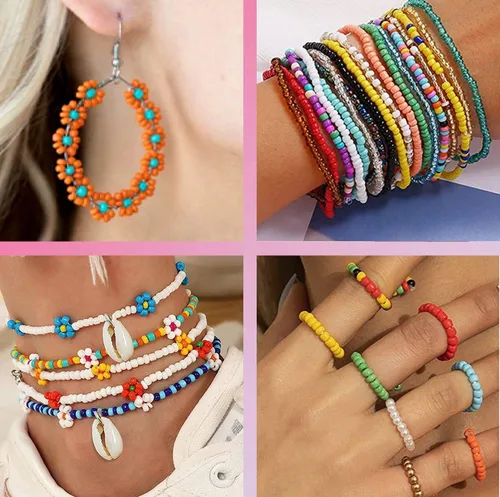 Miniatura 5 de Juego de 54000 cuentas de cristal para hacer joyas, 120 colores de cuentas pequeñas de 0.079 pulgadas (0.079 in), cuentas de pulsera con cuentas