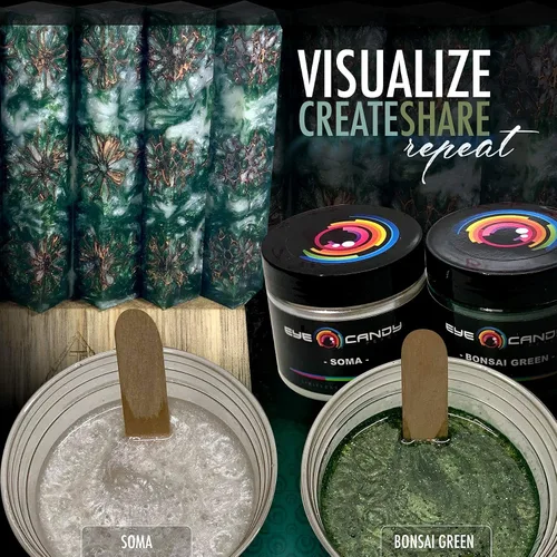 Miniatura 5 de Pigmentos Eye Candy Pigments Premium Green Mica Powder – Bonsai Green (0.88 oz) – para epoxi, resina, jabón, pintura, carpintería, vertido acrílico