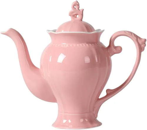 Tetera inglesa rosa de porcelana fina, cafetera estilo Victoria, peso ligero, 37 onzas Rosa claro