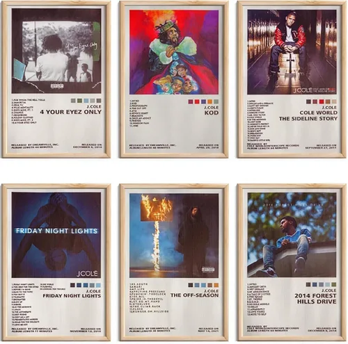 Miniatura 8 de ManRule Juego de pósteres de Kanye West de 6 piezas, pósteres de portada de álbum, pósteres de música de 8 por 12 pulgadas, arte de pared de lienzo