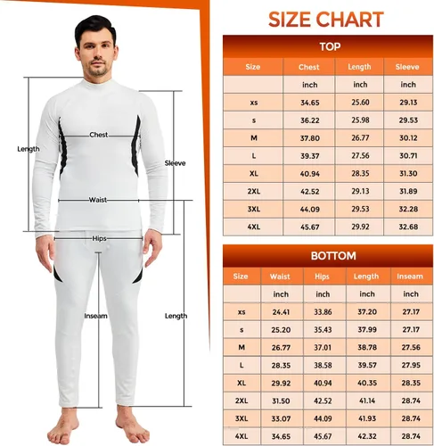 Miniatura 6 de CL convallaria Conjunto de ropa interior térmica para hombre con bragueta, capa base larga para invierno, equipo de caza, parte superior e inferior