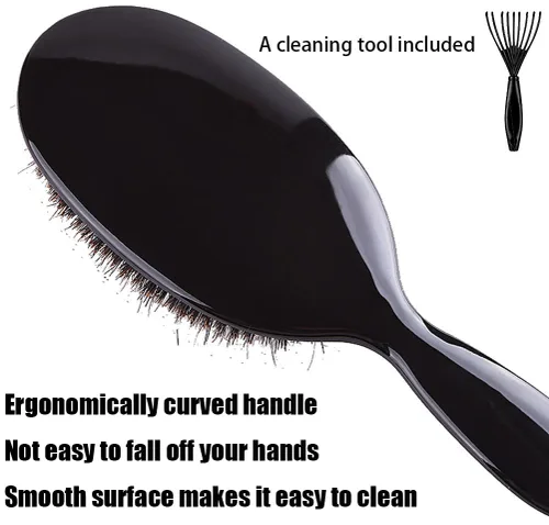 Miniatura 6 de Cepillo desenredante de cerdas de jabalí para cabello rizado fino enredado, cepillo desenredante de paleta antiencrespamiento, cepillo desenredante