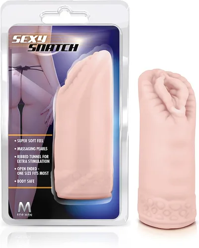 Blush Natural M - Masturbador sexy para hombres de 5.5 pulgadas, manga con textura vaginal anal y acanalada realista con cuentas, bolsillo de mamada
