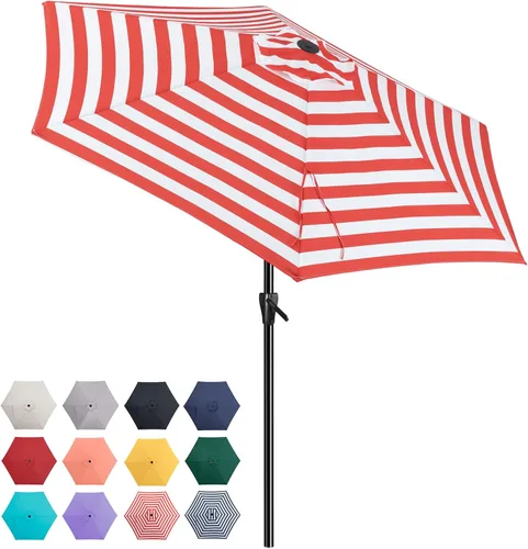 Miniatura 24 de Tempera Patio Market - Sombrilla de mesa para exteriores con botón de inclinación y manivela, sombrilla grande con poste resistente y toldo Ladrillo