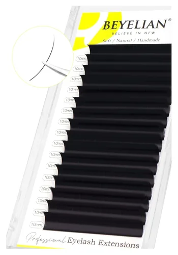 BEYELIAN Extensiones de pestañas de 0.002 in, rizo C de 0.394 pulgadas, bandeja de color negro mate natural, extensiones de pestañas con volumen,