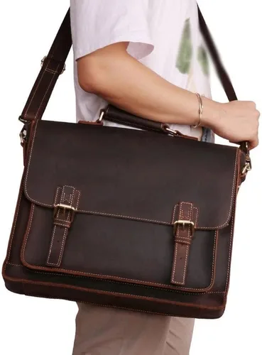 Miniatura 4 de Ztimi Men's Handbag Leather Tote Shoulder Bag Leather Briefcase