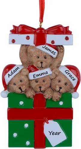 Miniatura 14 de Adornos de Navidad familiares personalizados 2023 – Adorno de Navidad de familia de 2 osos – Decoración de árbol de caja de regalo de oso