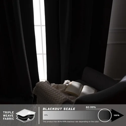 Miniatura 6 de Best Home Fashion Paneles de Cortinas Opacas Premium - Tratamiento de Ventana con Aislamiento Térmico Sólido Cortinas Opacas para Dormitorio