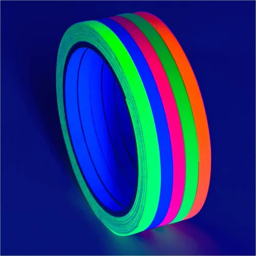 Glow King Cinta Reactiva a Luz Negra que Brilla | Regalos de fiesta de neón fluorescente UV premium para eventos | Cinta de colores luminosos