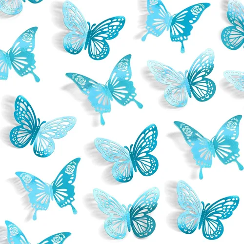 Miniatura 11 de Decoraciones de Mariposas Negras de Halloween para Pared, 48 Piezas 2 Estilos 3 Tamaños Pegatinas de Mariposas para Decoración Superior de Pasteles