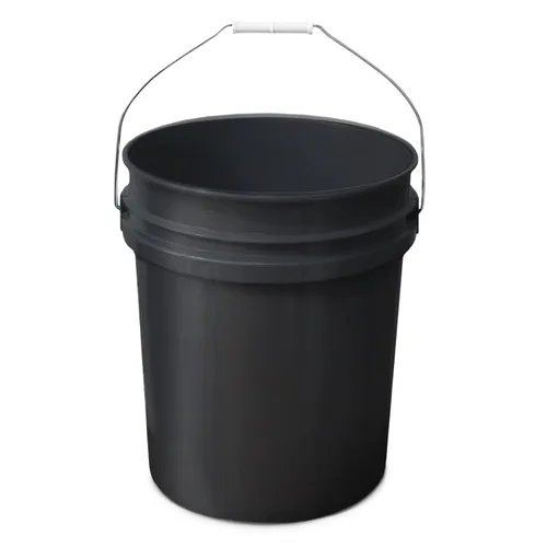 EconoHome Contenedor de cubo negro de 5 galones sin tapa, asas de metal con agarre de plástico para un fácil transporte, fácil de apilar y