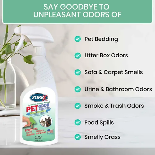 Miniatura 6 de ZORBX Spray removedor de olores de mascotas sin perfume de 16 onzas líquidas – Sin perfume fuerte removedor de olores de arena – Control avanzado