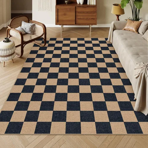 Miniatura 25 de Lahome Alfombra de yute a cuadros fácil 2'x3', alfombra pequeña para entrada, antideslizante, alfombra para la puerta delantera de la cocina