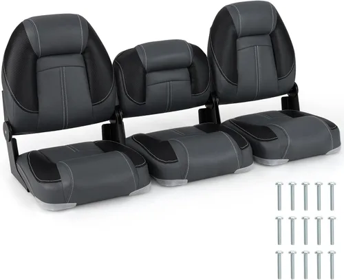 Miniatura 30 de Goplus Asientos para barco con respaldo bajo/alto, asiento plegable para barco con tornillos de acero inoxidable y bisagras de aluminio, acolchado