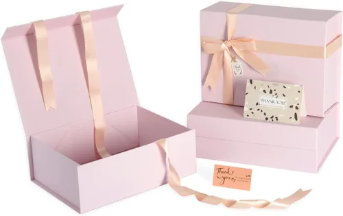 Miniatura 7 de Cajas de regalo negras con tapas, paquete de 3, caja de regalo mediana de 11 x 8 x 4 pulgadas con cinta, cajas de regalo plegables con cierre