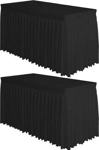 Miniatura 12 de Surmente Mantel de poliéster de 14 pies para bodas, banquetes o restaurantes (negro)