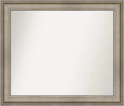 Miniatura 23 de Amanti Art Espejo de baño plateado para sobre el fregadero, 26 x 26 pulgadas, espejo cuadrado de plata antigua, marco de madera tradicional mediano