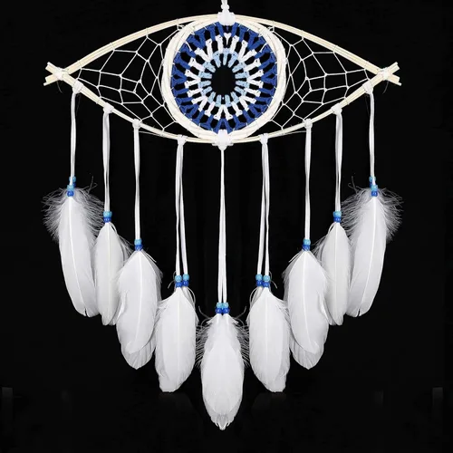Miniatura 11 de Holmgren Atrapasueños de ojo Turco - Hecho a mano azul para arte de pared, decoración de apartamento, dije de buena suerte para oficinas del hogar