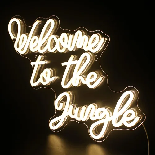 Miniatura 3 de Letrero de Neón "Bienvenido a la Jungla" en Blanco Cálido, Letrero de Luz LED para Decoración de Pared, Letra USB Iluminada para Dormitorio