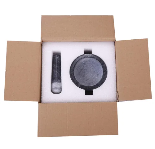 Miniatura 5 de Juego de mortero y mortero pulido de piedra de mármol natural pulido Guacamole Molcajete Bowl con base de silicona, cuchara inoxidable a juego
