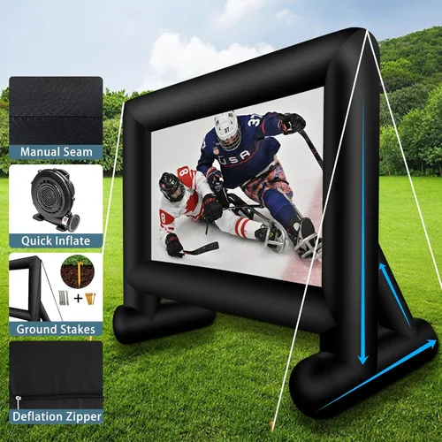 Miniatura 4 de Inlftable - Pantalla de cine inflable de 17 pies para exteriores, pantalla de película inflable con bolsa de almacenamiento de soplador de aire