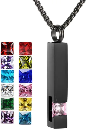 Miniatura 85 de YOUFENG collar con urna para cenizas, cubos de piedras natales, urna para cenizas humanas, collar de urna de cremación, relicario, recuerdo