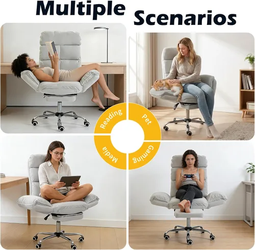 Miniatura 9 de Silla de oficina grande y alta con reposabrazos abatibles de 90 a 180°, silla ergonómica de juegos de computadora de 400 libras para sentarse