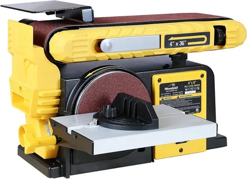 Woodskil Combo de lijadora de banda y disco de 4.5 amperios, lijadora de banda de 4x36" y lijadora de disco de 6" con motor de 3/4HP, modelo mejorado