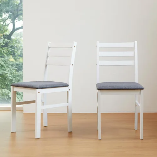 Miniatura 7 de Livinia Seattle Juego de 2 sillas de cocina moderna de estilo granja para comedor, sillas con respaldo en escalera de madera y asiento acolchado