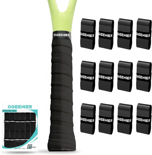 OGEENIER Tennis Racket Grip Tape, 3, 6, 12 Pack Tennis Overgrip Tape, Absorbent and Anti-Slip, Precut Soft Racquet Wrap Grips Tape for Pickleball