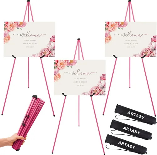 Miniatura 7 de ARTASY Soporte de caballete de 63 pulgadas para letreros de boda, carteles, caballete de artista portátil para pintar lienzo, trípode para el hogar