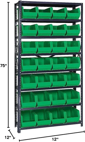 Miniatura 386 de Quantum QSBU-245BK Heavy Duty Shelving Unit with (7) Shelves and (24) QUS245 Black Bins for Garage Warehouse Storage Distribution 400 lb Load
