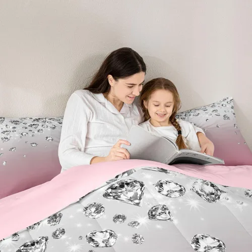 Miniatura 6 de Erosebridal Juego de edredón de color degradado morado, juego de ropa de cama de tamaño individual, moderno, abstracto, para adultos, mujeres