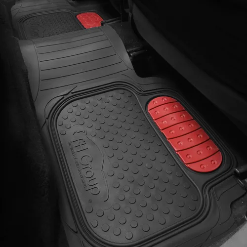 Miniatura 4 de FH Group Alfombrillas de piso para automóvil - Alfombrillas de goma resistentes para autos, juego completo universal, alfombrillas automotrices Rojo