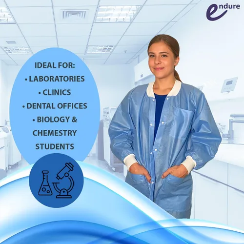 Miniatura 4 de Endure Lab - Chaqueta desechable, longitud de cintura o cadera, cuello de punto y puños de punto, material SMS, diseño transpirable, caja de 10