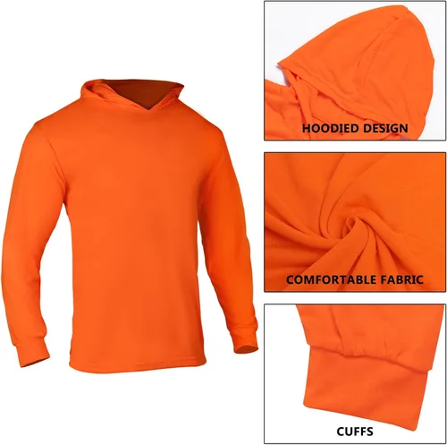 Miniatura 6 de VENDACE Camisas de manga larga de seguridad de alta visibilidad para hombre, paquete de 3 camisas de trabajo de construcción con capucha