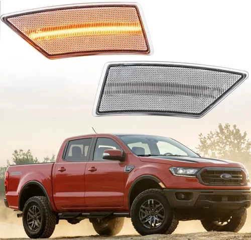2 luces LED de marcador lateral ámbar para Ford Ranger Tremor XL XLT Lariat 2019 2020 2021 indicador de guardabarros luz intermitente reemplazo OEM
