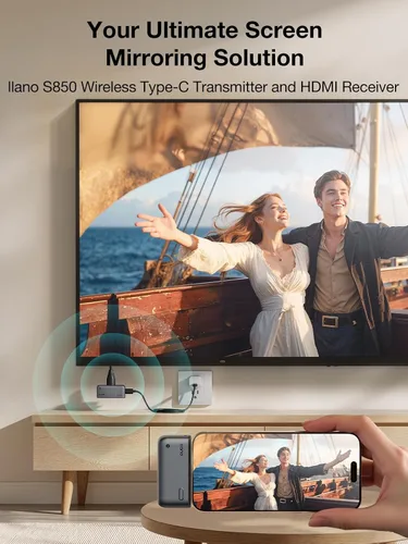 Miniatura 8 de llano Transmisor y Receptor HDMI Inalámbrico Tipo-C S850, 50M, Entrada de Decodificación Ultra 4K Salida 1080P@60Hz, Plug&Play 5G+2.4G y Audio