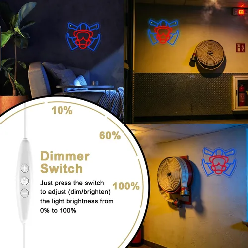 Miniatura 3 de Firefighter Mask Neon Sign, Firefighter Helmet Neon Light LED Gas Mask Sign USB Powered Dimmable, for Modern First Responder Heroic Art for Fire