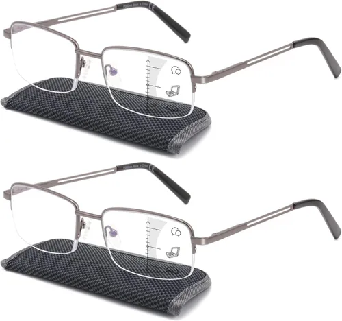 SKYOAK Paquete de 2 lentes de lectura duraderos progresivos multienfoque para hombre, bloqueo de luz azul, lector de computadora Progresivo: la