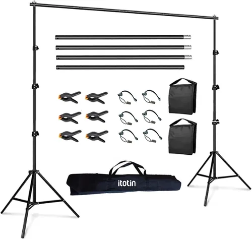 Miniatura 7 de Kit de soporte de fondo para fotos, 6.5 x 10 pies, soporte de fondo de fotografía ajustable con base plana de metal para fiestas de cumpleaños, baby