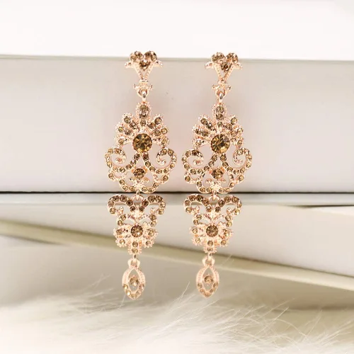 Miniatura 4 de mecresh Pendientes colgantes nupciales de la boda de la araña del Rhinestone